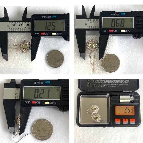 Sterling Silver 925 Celtic Infinity Knot Round Filigree Peridot Dangle Earrings - Picture 10 of 16